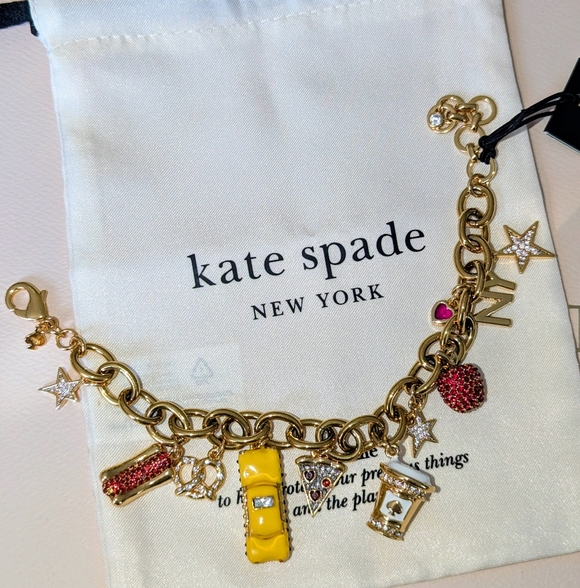 NWT Kate Spade Hit The City Gold Charm Bracelet with Colorful NYC Charms - Picture 3 of 16